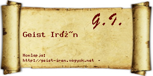 Geist Irén névjegykártya
